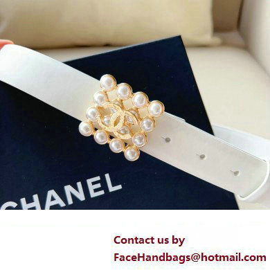 Chanel Width 3cm Metal  &  Glass Pearls calfskin belt AAA036 04 2024